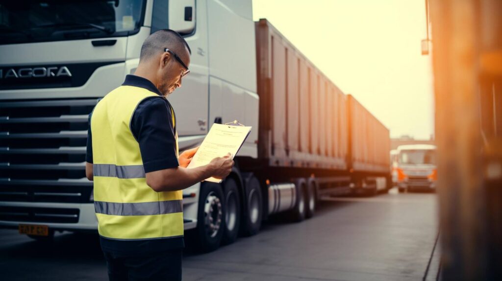Truck for ADR land transport in Europe and Turkey at a border crossing